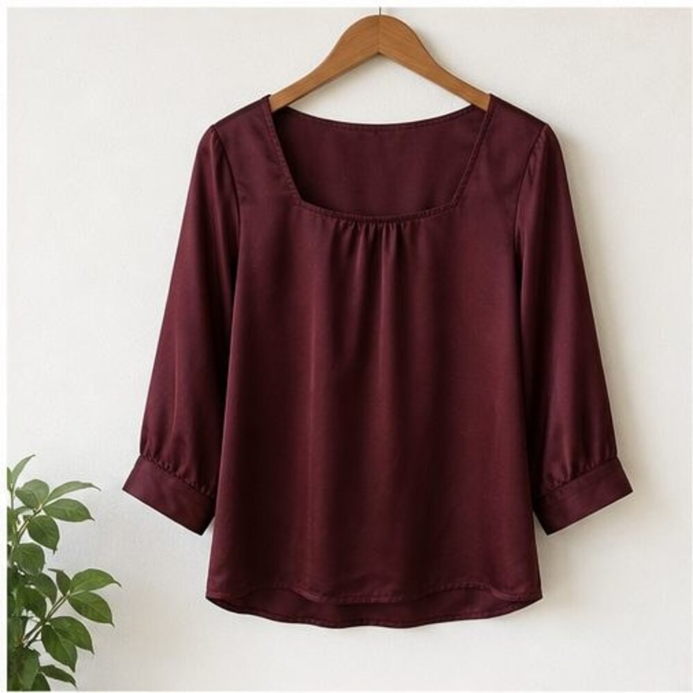 Burgundy Button Blouse